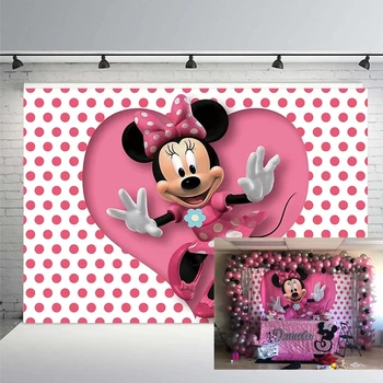

Newborn Photocall Pink Minnie Mouse Dance Polka Dots Custom Photo Studio Birthday Background Photography Backdrop