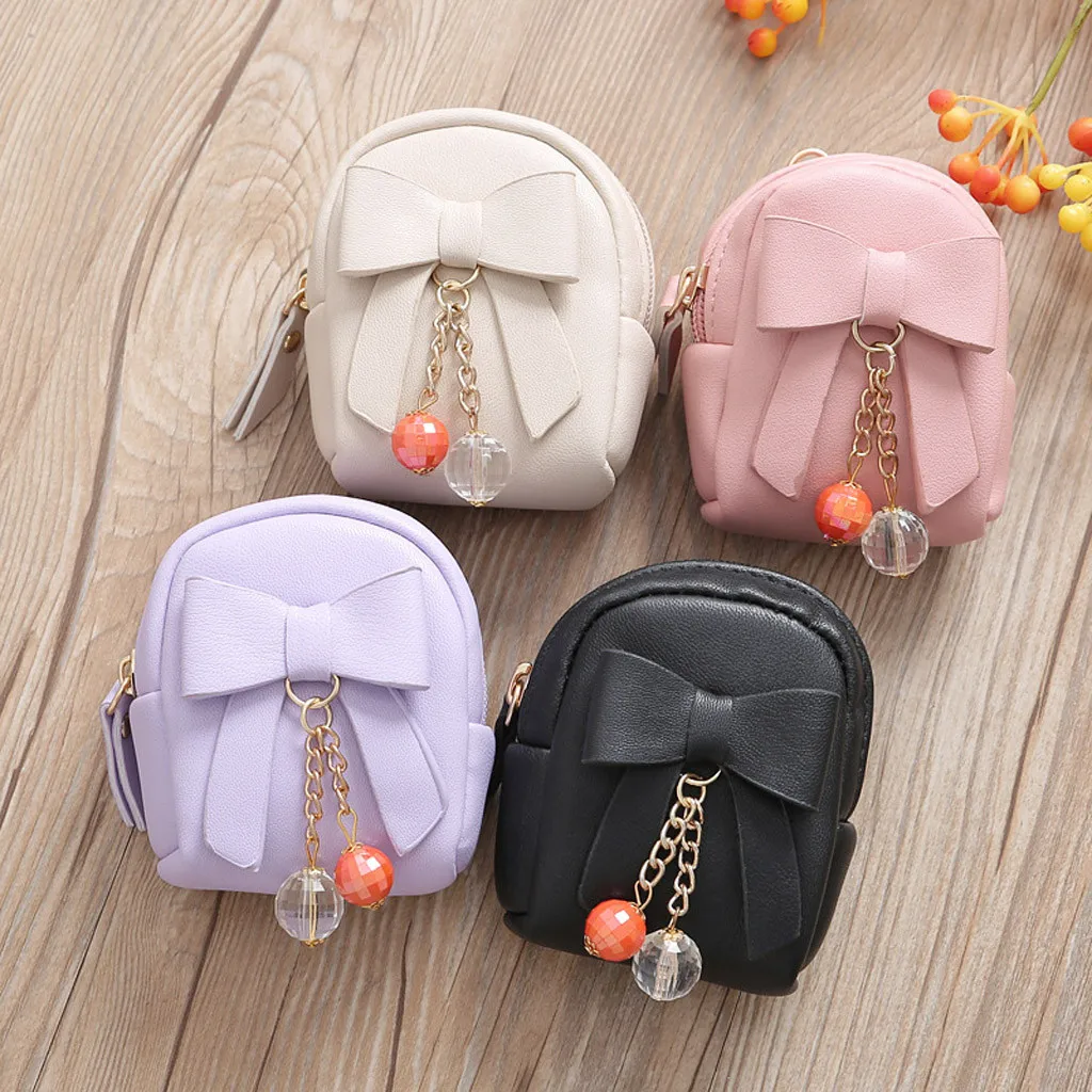 

Lady key bag Women Bow Pendant Zip Coin Purse Lady Student Key Bag Coin Purse Mini wallet handbag for girls quality assurance