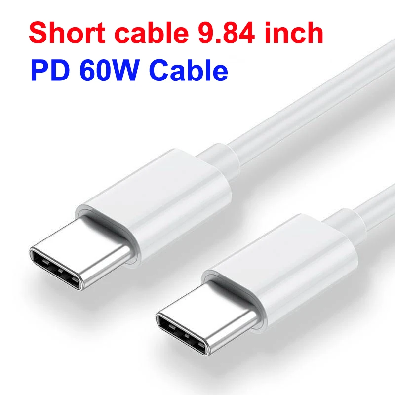 Short 9.84 inch PD 60W Cable Lighting Type-C Micro Fast Charger Cable for iPhone Samsun Xiaomi Charge Carregador Dock Station