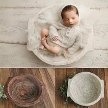 Аксессуары для детской фотосъемки из чистого массива дерева старая ручка круглая Ванна позирующая новорожденная фотография корзина винтажный реквизит для детей кровать фото