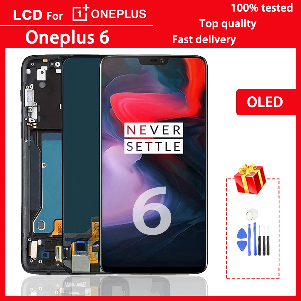 ЖК-экран для Oneplus 6 100% Amoled 28 дюйма кодирующий преобразователь сенсорного экрана в