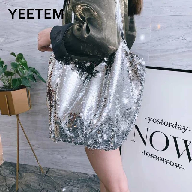 Large Capacity Ladies Sequin Handbags for Women Luxury Design Rhinestones  Tote Armpit Shoulder Bags Women Leather Shopping Pack - AliExpress