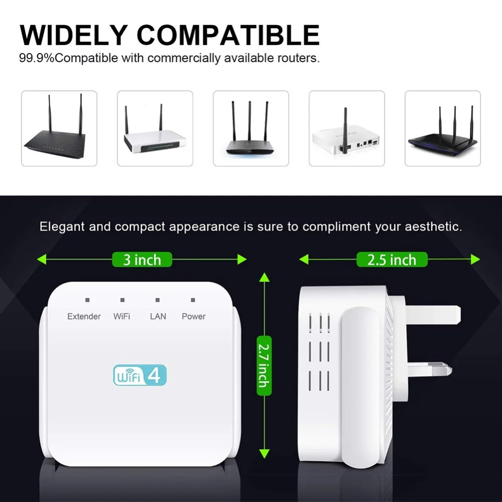 Новейший беспроводной wi-fi ретранслятор со слотом RJ45 300 Мбит/с большой дальности WiFi усилитель сигнала расширитель wi-fi усилитель US/UK/EU вилка