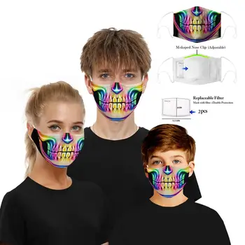 

Fashion Funny Party Skull Digital 3D Face Masks Dust Respirator Washable Reusable Masks For cosplay Halloween Send Fliters