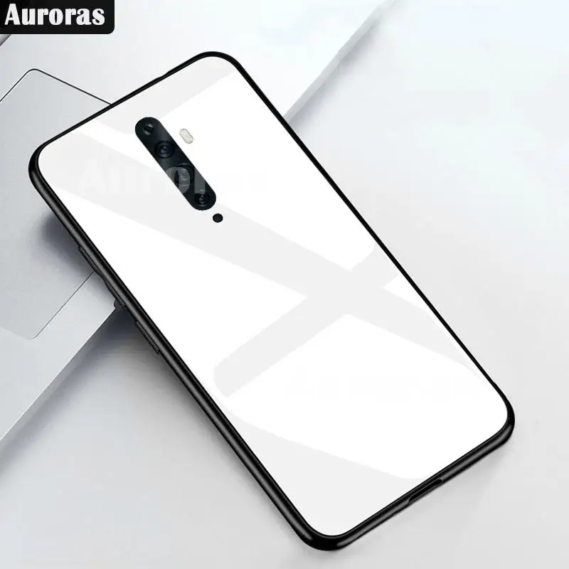 White Auroras для OPPO Reno 2Z чехол из закаленного стекла с мягкой ТПУ рамкой противоударный чехол для OPPO Reno 2F чехол s reno 2 - Цвет: White