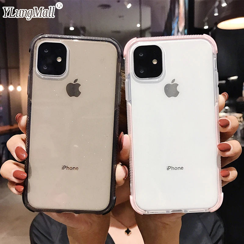 

Silicone Shockproof Case for iPhone 11 Pro Max X Xs Max XR 7 8 Plus Bling Coque iPhone 11 2019 Phone Case Soft Transparent Cover