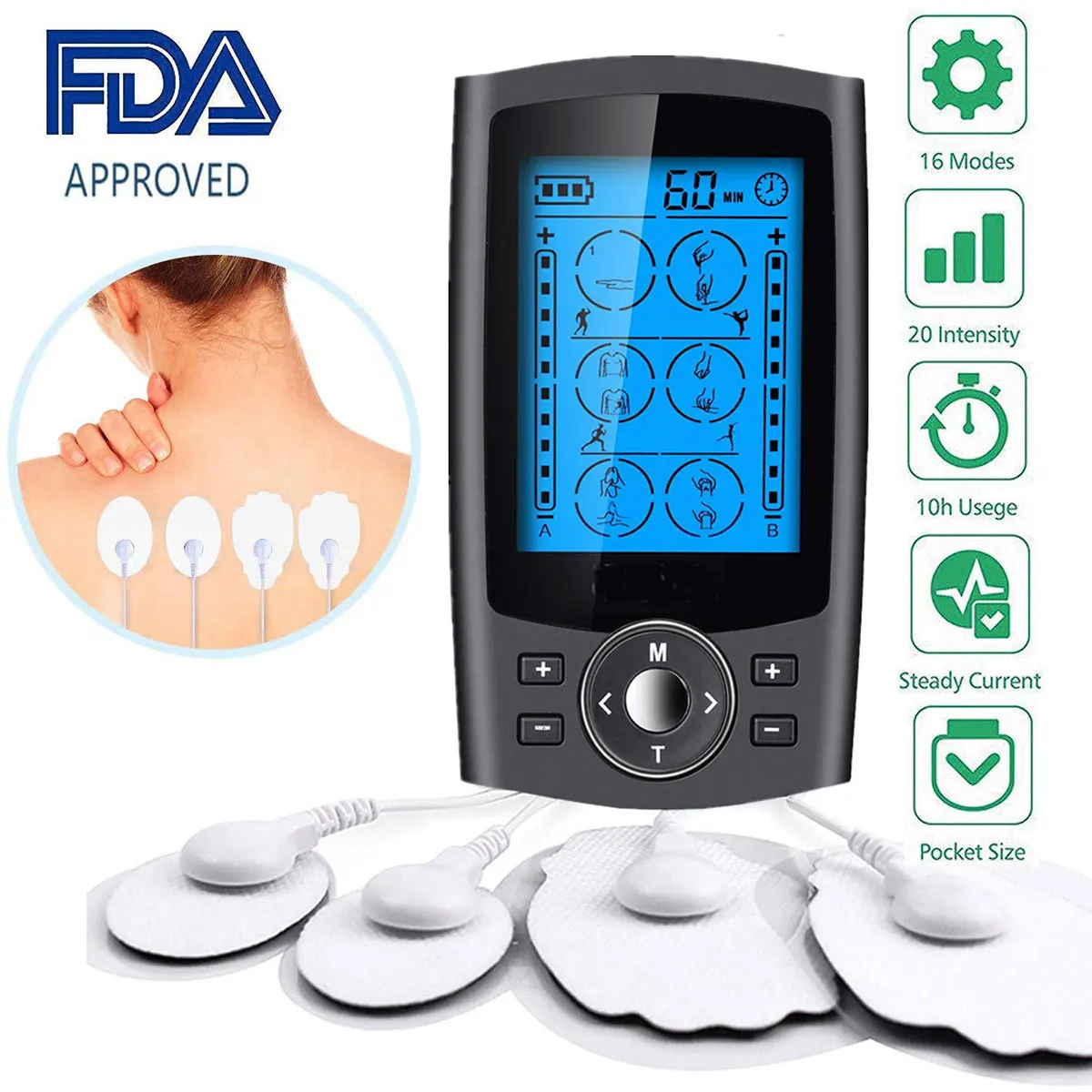 

24 Modes Health Care Full Body Massage Electric EMS Muscle Stimulator Electrode TENS Unit Pulse Meridians Physiotherapy Machine