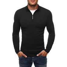 Мужские свитера, Модный деловой свитер, Одноцветный Вязаный топ с высоким воротником, вязаный мужской шерстяной свитер, зимний теплый пуловер