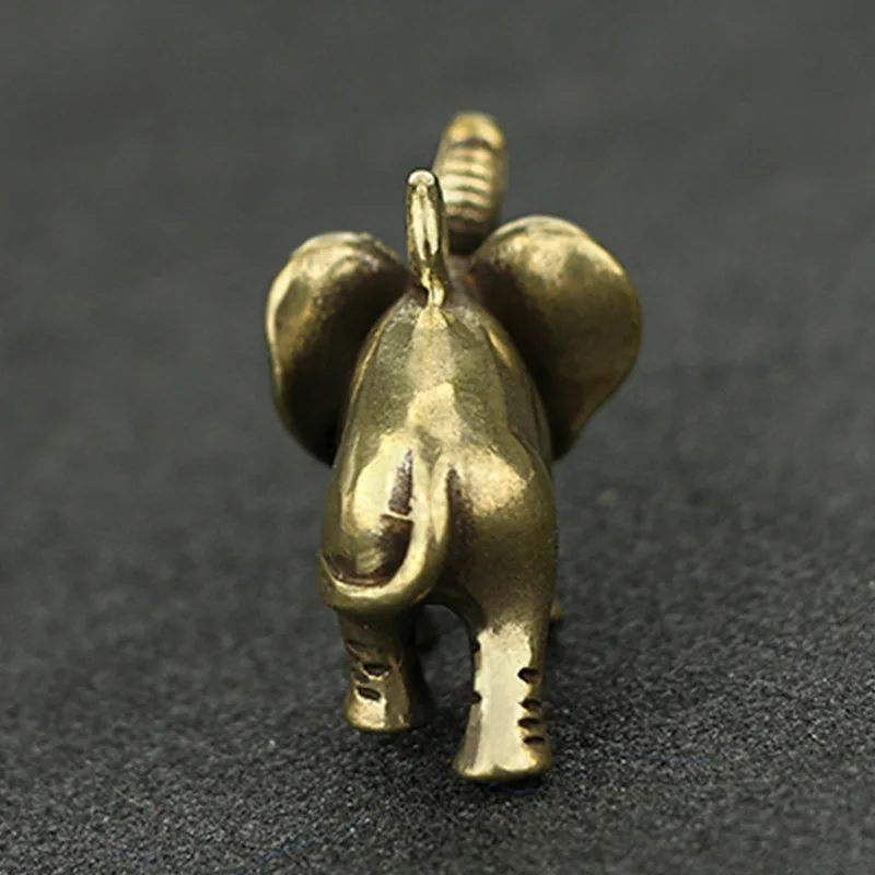 

Brass Gold Solid Metal Brass Small Elephant Ornament Home Decor Keychain Pendant