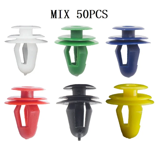50 Pcs Mix Car Fixed Screw Square Round head Nut Screw Fixed Grommet Clip Plastic Snap In Fastener A0 Mix 50PCS