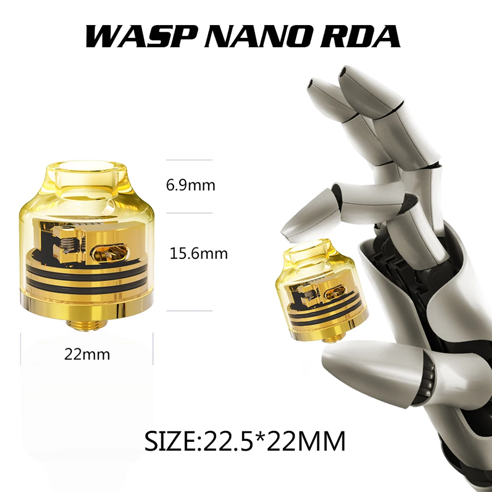Оригинальный резервуар Veeape OUMIER WASP NANO RDA 22 мм Регулируемый воздушный поток