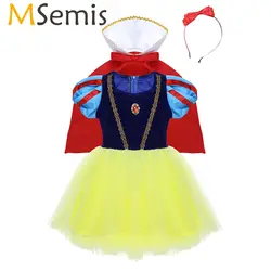 MSemis/костюм на Хэллоуин для детей; костюм сказочной принцессы для девочек; маскарадный костюм; нарядное платье с накидкой и повязкой на