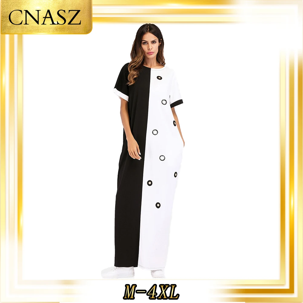 

Moroccan Kaftan Muslim Dress Islamic Clothing Abaya Turkish Round kaftan Gown Fashion Simple Autumn Musulman Dress