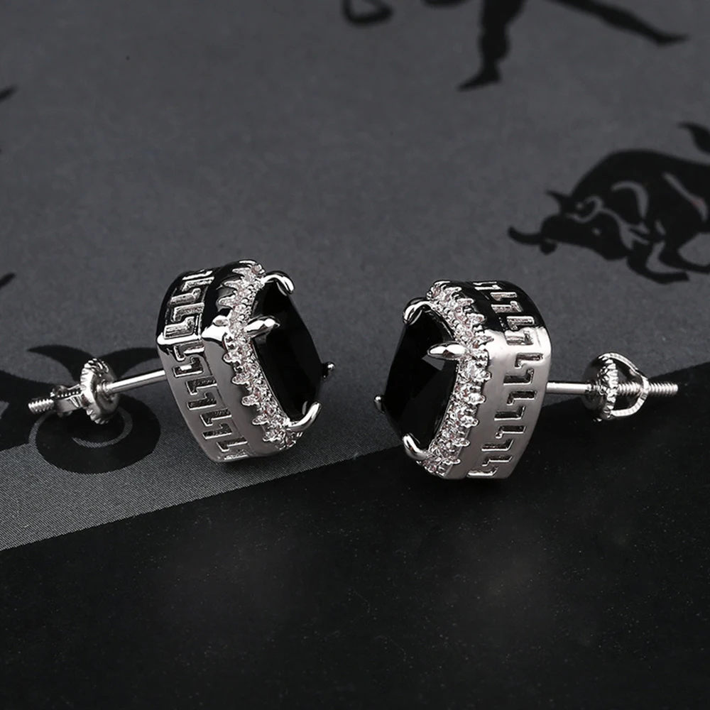 Микро Pave кубический циркон многоцветные камни Iced Out шпилька квадратная серьга серьги хип хоп ювелирные изделия для подарка вечерние для мужчин и женщин