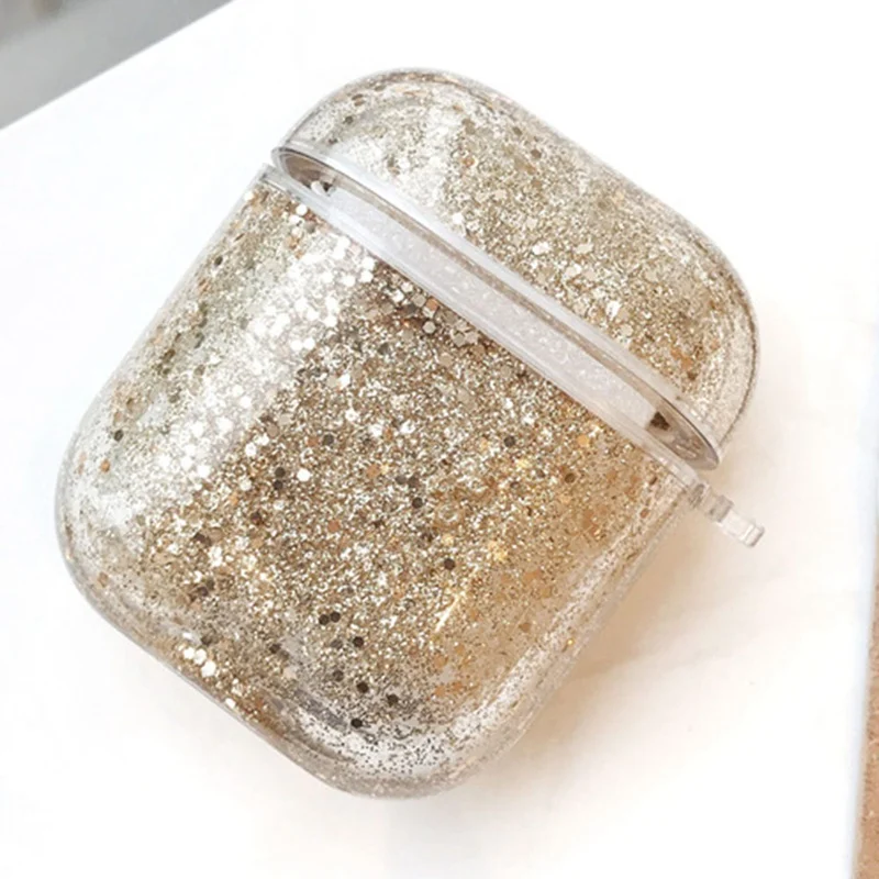Блестящий чехол Quicksand для Airpods, беспроводной Bluetooth чехол для наушников, прозрачный защитный чехол для наушников