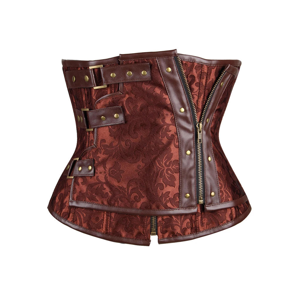 Женский корсет с коричневой пряжкой под грудью Готическая Пряжка высокое