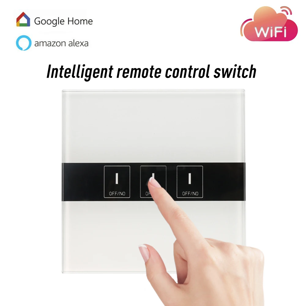 

OUSU 1/2/3 Gang Smart Light Switch Wireless WiFi Switch Piano Panel Touch Wall Switch Interruptor Work with Amazon Alexa EU/UK