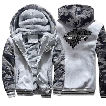 

Game Of Thrones House Stark Camo Sweatshirt Hoodies Men Fashion NOT TODAY Zipper Jacket Sportswear Hip Hop Harajuku Streetwear