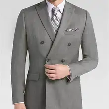 Мужской серый двубортный Свадебный костюм жениха со штанами, смокинг для мужчин, свадебные костюмы для выпускного бала, костюм лучшего мужчины(пиджак+ брюки+ галстук