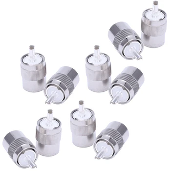 

20Pcs Connector UHF Male PL259 Plug Solder RG58 RG142 LMR195 RG400 Cable Silver