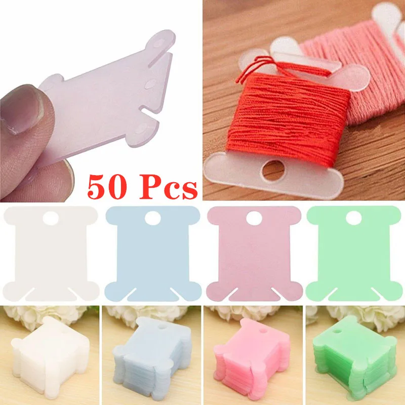 50Pcs Embroidery Floss Craft Thread Bobbin Cross Stitch Storage Holder Plastic | Дом и сад