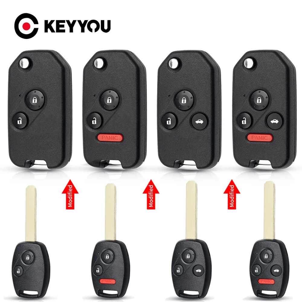 2/3/4 Buttons For Honda Accord Civic 2006-2011 CRV Pilot Fit With Rubber Pad Modified Remote Flip Car Key Shell Case key case car key shell car remote key car key key shell