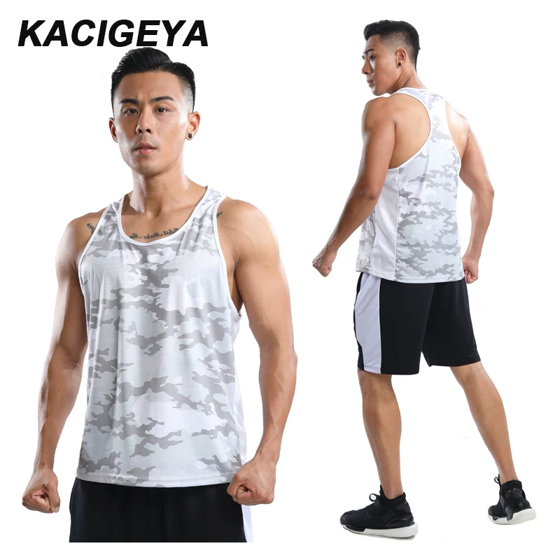 

Print Sports Vest Running Nylon Tank Man Fitness Top 2019 Quick Dry Bodybuilding Undershirt Sleeveless Sport Singlet Clothing