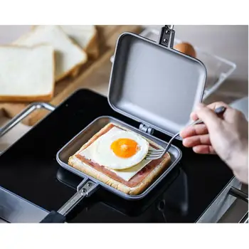 

Smoke-Free Frying Pan Suitable For Gas Household Sandwich Toast Mold Toast Bread Baking Tray Non-Stick Aluminum Flip Pancake Pan