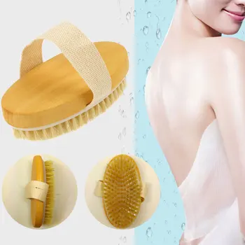 

1 PC New Hot Dry Skin Body Soft Natural Bristle SPA Brush Wooden Bath Shower Bristle Brush SPA Body Brush Without Handle Bush