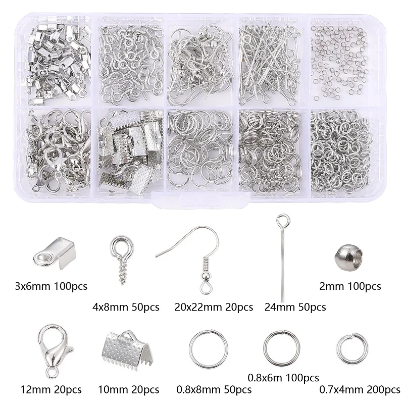 Alloy Accessories Jewelry Findings Set Earring Making Kit Lobster Clasp  Open Jump Rings Repair Tools Diy Jewelry Making Supplies