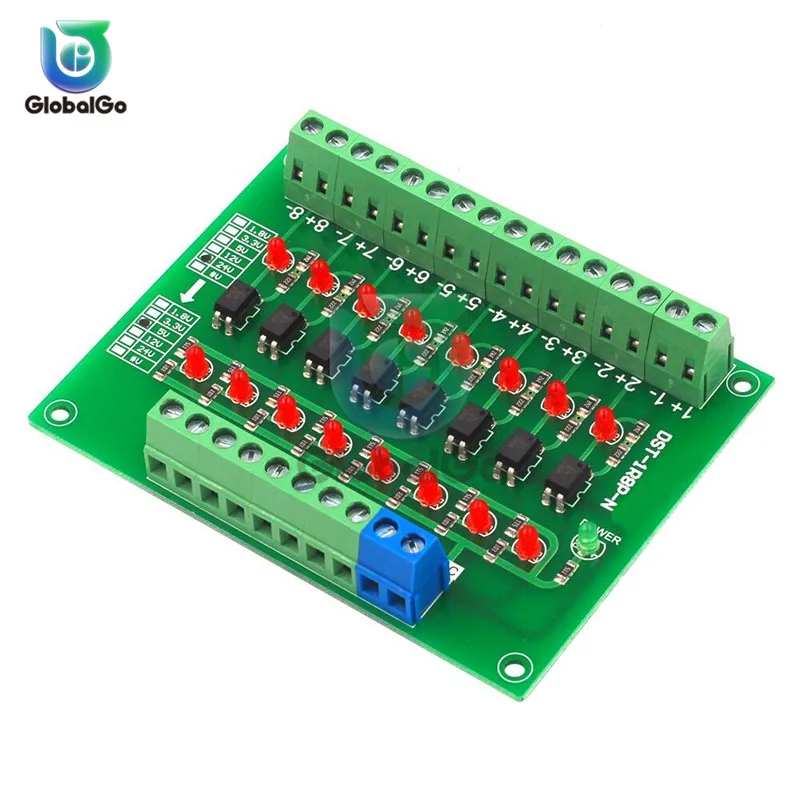 DST-1R8P-N 8 канальная оптопара 24V to 5V изоляционный модуль плата преобразования уровня