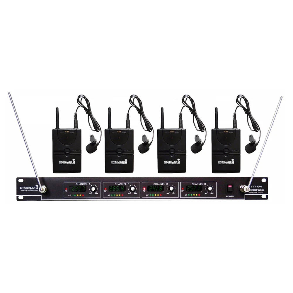 STARAUDIO 4 канальный Профессиональный лацкан петличный микрофон наушники Беспроводной микрофон Системы 4CH микрофон для церкви этап вечерние диско SMV-4000B