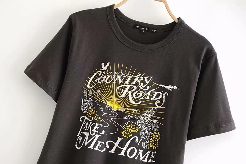 Boho chic Модные женские хлопковые топы с круглым вырезом и мультяшным принтом, футболка с буквами, женские футболки с коротким рукавом, большие размеры