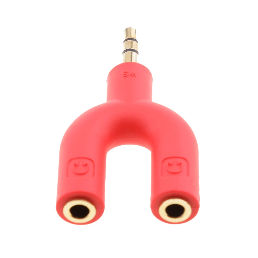 2Pcs 3.5mm Earphone Adapter Plug,U Shape Double Jack Stereo Headphone Splitter Cable Connector for PC Smartphone