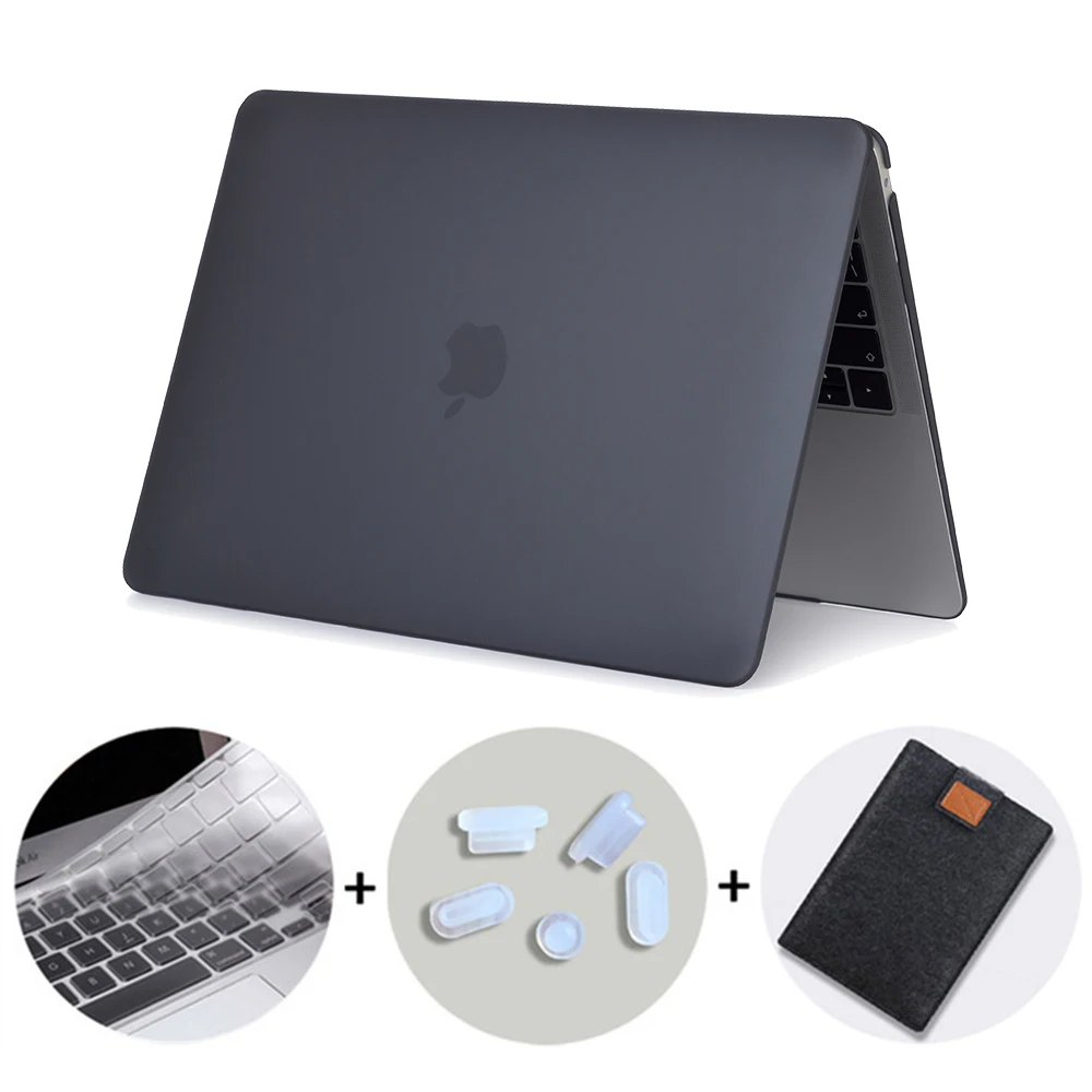 MTT матовый чехол для ноутбука Macbook Pro 13,3 16 дюймов чехол для apple mac book Air Pro retina 11 12 13 15 с сенсорной панелью - Цвет: Matte Black