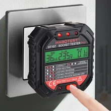 Habotest – testeur de prise HT107 Pro, Test de tension, détecteur de prise RCD 30mA, prise royaume-uni et ue, ligne zéro, vérification de la polarité de Phase