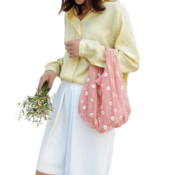 

Summer Women Portable Tote Bag Exquisite Daisy Printing Wear-resistant Handbag Female Casual Beach Clutch