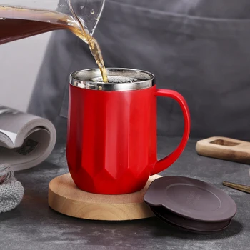 

Handle Large Mug Stainless Steel Stirring Coffee Reusable Cup 1 Piece Interesting Minimalist Nordic Geometry Mugs Iron KK60MK