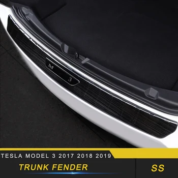 

For Tesla Model 3 2017 2018 2019 Car Rear Trunk Bumper Fender Pad Protector Sill Cover Trim Sticker Chrome Accessories