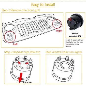 

Amber LED Turn Signal Parking Side Marker Light Fender DRL For Jeep Wrangler JK