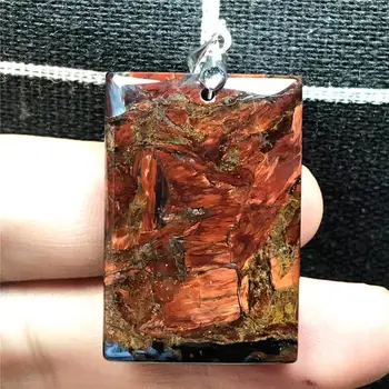 

Top Natural Blue Red Pietersite Pendant Jewelry For Woman Lady Man Crystal 34x23x8mm Rectangle Beads Silver Namibia Stone AAAAA