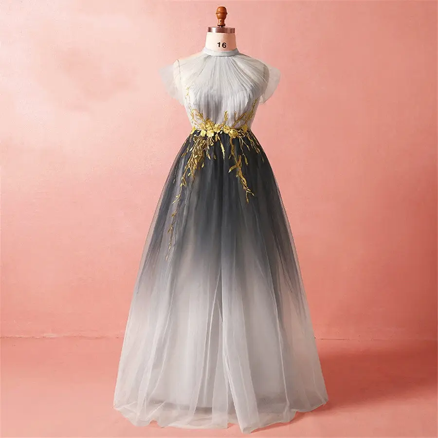 Градиентные вечерние платья Robe De Soiree T398 размера плюс Холтер шеи без рукавов женские вечерние платья с открытыми плечами вечернее платье