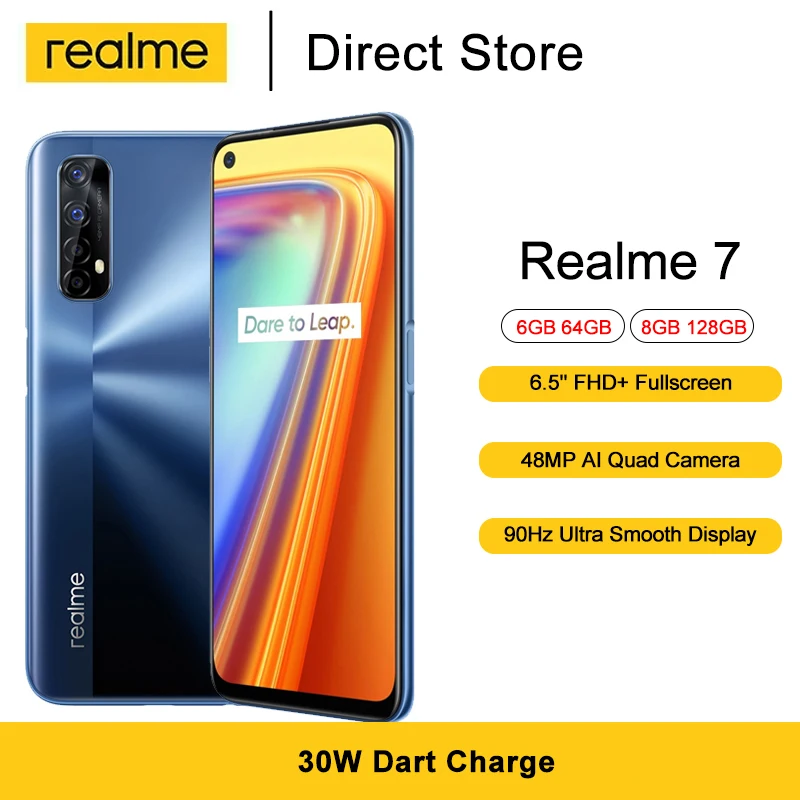 Смартфон Realme 7 Android 6 5 FHD + Helio G95 8 ядер 48 МП AI 4 камеры 5000 мА · ч 30 Вт Дротика зарядка NFC