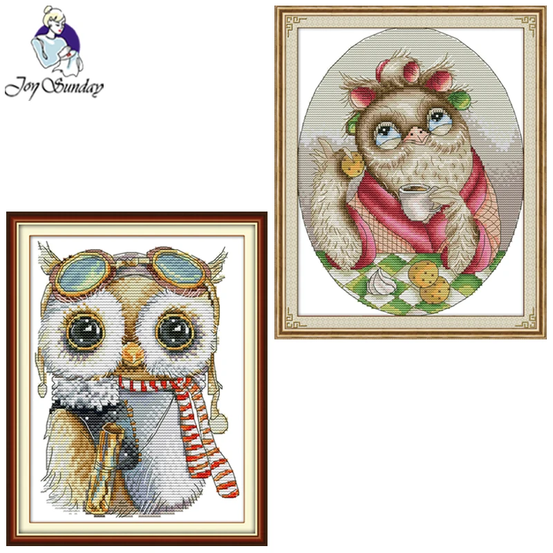 

Joy Sunday,Cute owl,cross stitch embroidery,Cartoon cross stitch pattern,cross stitch needlework,Animal pattern cross stitch kit