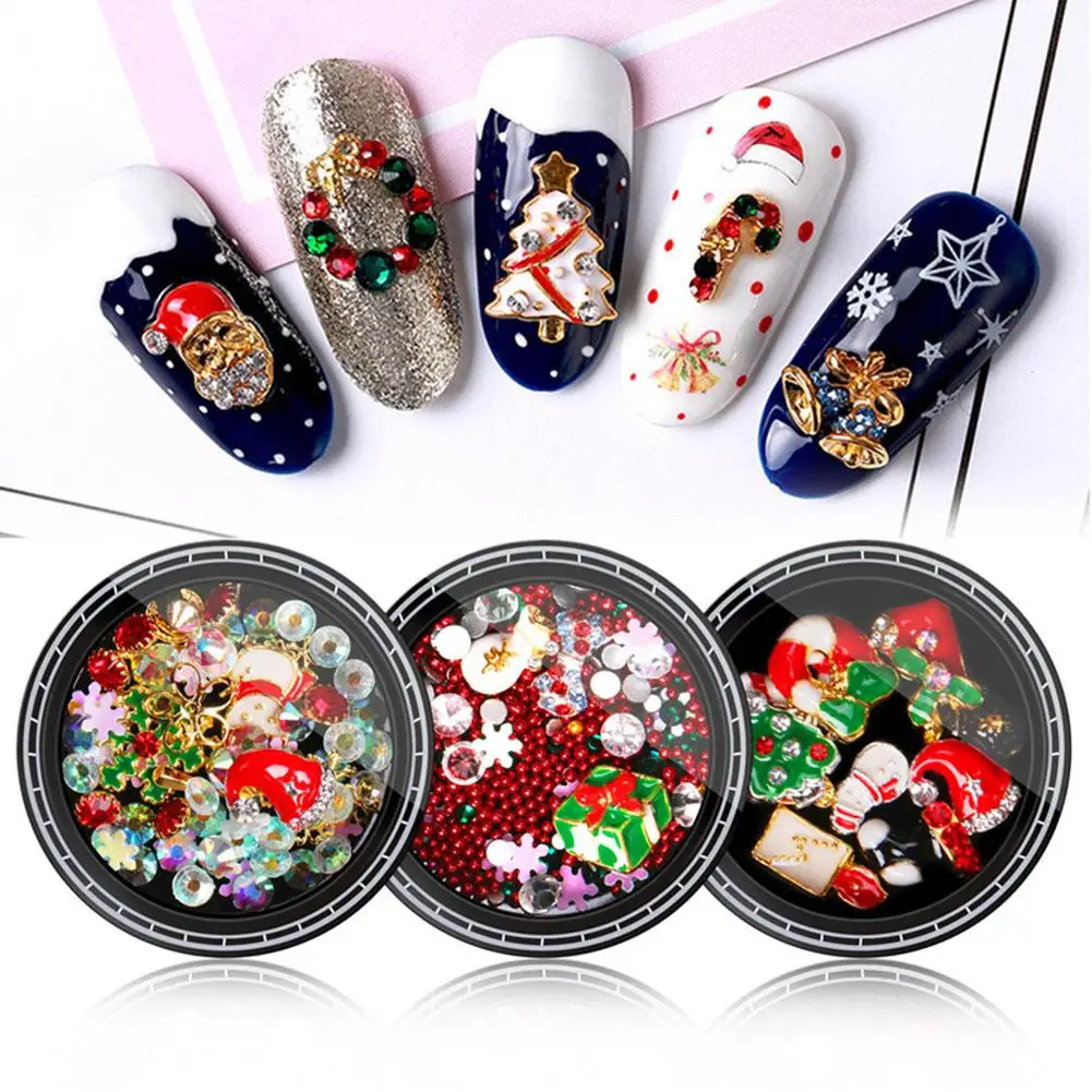 BellyLady Nail Jewelry Christmas Sequins Glitter Rhinestones Santa Claus Snowflake Studs Mixed Manicure DIY Tools | Красота и