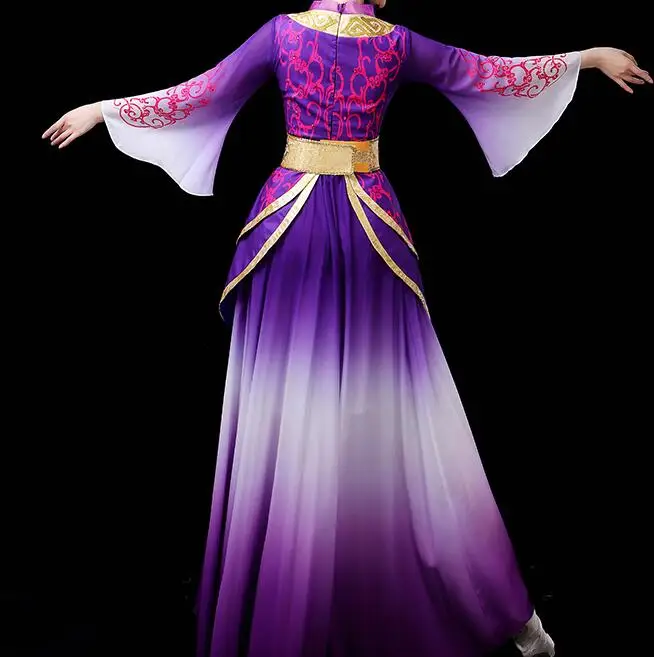 Индивидуальные Hanfu женские элегантные и постепенные изменения цвета классические танцевальные представления Китайский древний Винтаж Тан Фея группа