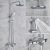 Quyanre Chrome Thermostatic Shower Faucet Bathroom Bathtub Thermostatic Shower Dual Handles Hot Cold Water Tap Tub Spout Shower ► Photo 3/6