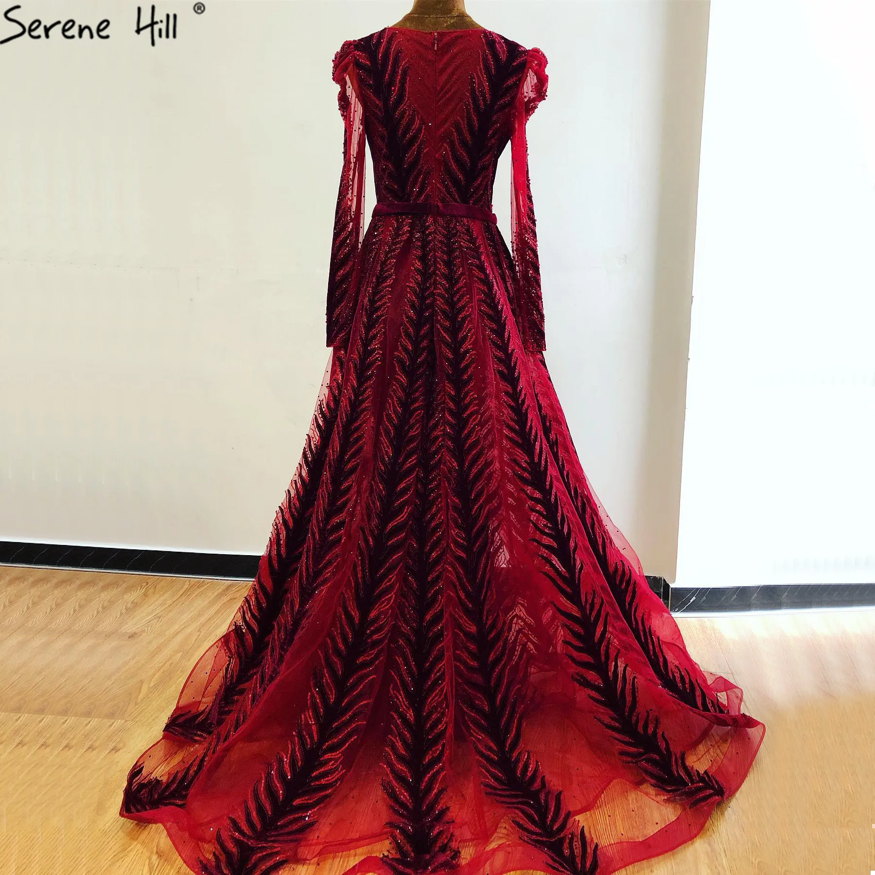 Роскошное платье с длинным рукавом для выпускного вечера новейший дизайн v-образным вырезом Бисероплетение платье для выпускного вечера с блестками Серен Хилл DLA60903