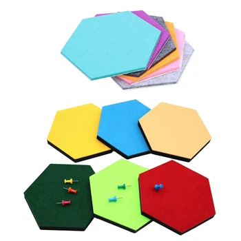 

12 Pack Hexagon Felt Pin Board Self Adhesive Bulletin Memo Photo Cork Boards Colorful Foam Wall Decorative Tiles with 6 Pushpins