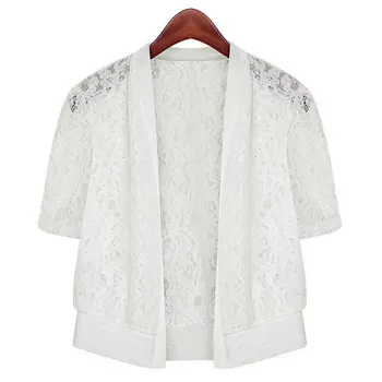 

Summer Women Black White Short Sleeve Loose Ladies Jacket Casual Solid Floral Printed Short Cardigan Small Tops